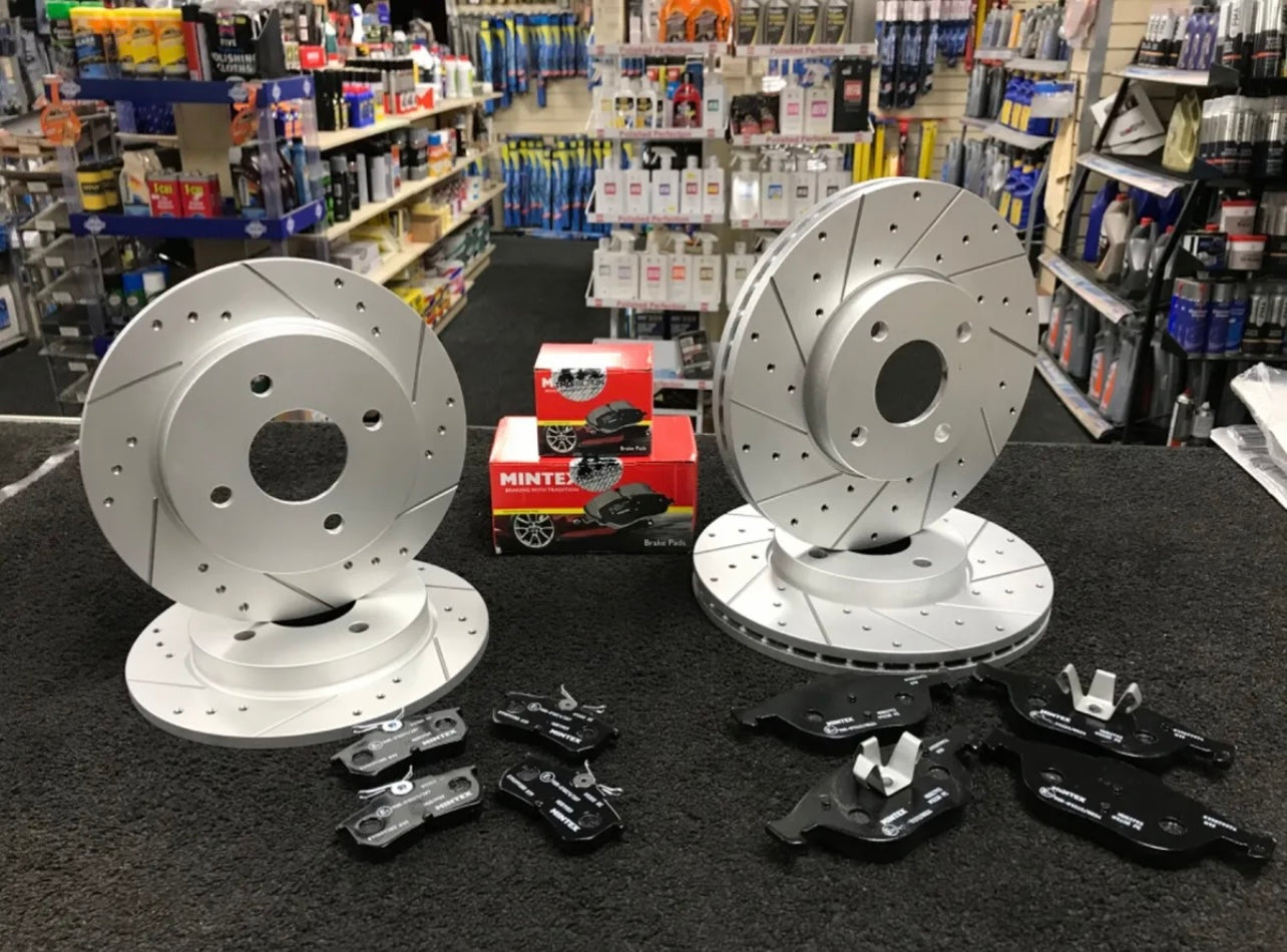 Ford Fiesta ST150 Full Upgraded Brake Kit. Front and Rear Drilled and Grooved Discs and Pads
