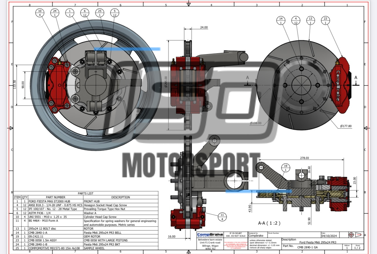 150MS Fiesta MK6 ST150 4 Pot Big Brake Kit 15” Wheels