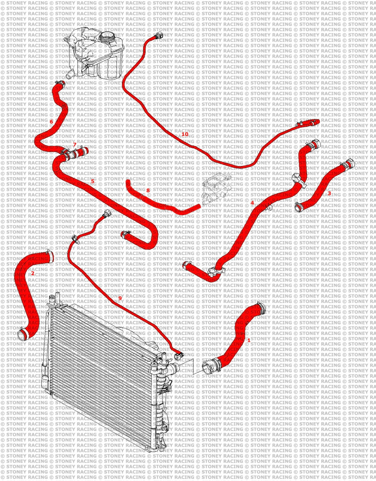 Ford Fiesta MK6 Facelift ST150 Silicone Radiator Coolant Hose Kit